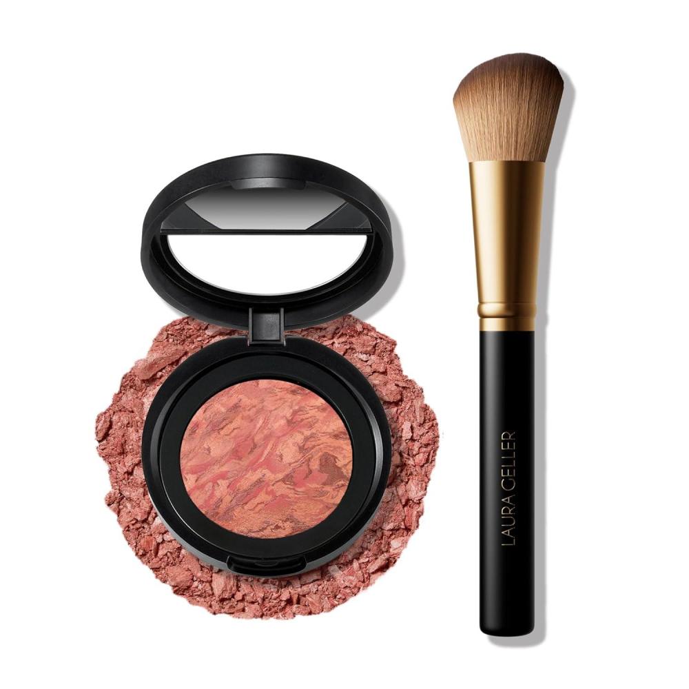 imageLAURA GELLER NEW YORK Baked BlushnBrighten Marbleized Blush  Angled Brush 03 Coral Cove 47mm10 Rose All Day