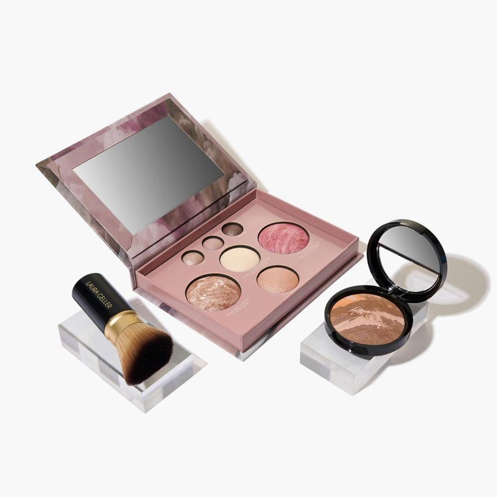 imageLAURA GELLER NEW YORK Baked Starter Kit Baked BalancenBrighten Powder Foundation Tan and Best of the Best Palette Blush Bronzer Highlighter Eyeshadow and Retractable Kabuki Brush