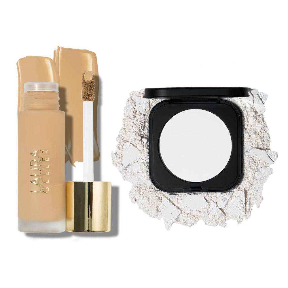 imageLAURA GELLER NEW YORK Double Take Liquid Natural Matte Foundation Golden Medium  Matte Maker Advanced Transulent Oil Blotting Powder