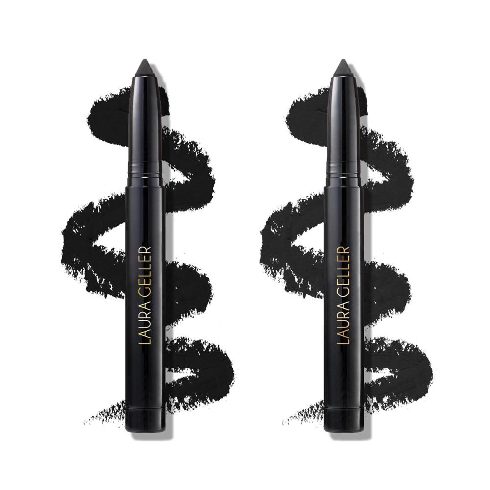 imageLAURA GELLER NEW YORK Kajal Longwear Kohl Eyeliner Pencil Duo  Deep Black  Soft Black  Smooth Blendable Liner  Infused with Caffeine