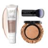 LAURA GELLER NEW YORK Baked Balance-n-Brighten Powder Foundation – Golden Medium and Spackle Super-Size Skin Perfecting Makeup Primer – Ethereal Rose Glow and Retractable Airbrush Kabuki Brush