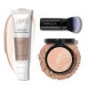 LAURA GELLER NEW YORK Baked Balance-n-Brighten Powder Foundation – Porcelain + Spackle Super-Size Skin Perfecting Makeup Primer – Ethereal Rose Glow + Retractable Airbrush Kabuki Brush