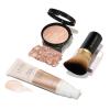 LAURA GELLER NEW YORK Everyday Routine Kit – Baked Balance-N-Brighten Color Correcting Powder Foundation, Tan + Retractable Angled Kabuki + Spackle Makeup Primer, Champagne Glow (3 PC)(01 Porcelain + Champagne Glow)