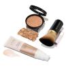 LAURA GELLER NEW YORK Everyday Routine Kit – Baked Balance-N-Brighten Color Correcting Powder Foundation, Tan + Retractable Angled Kabuki + Spackle Makeup Primer, Champagne Glow (3 PC)(05 Golden Medium + Champagne Glow)
