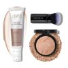 LAURA GELLER NEW YORK Baked Balance-n-Brighten Powder Foundation – Fair + Spackle Super-Size Skin Perfecting Makeup Primer – Ethereal Rose Glow + Retractable Airbrush Kabuki Brush